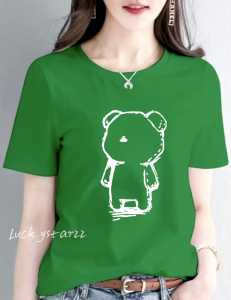 KAOS ATASAN TERBARU BEAR PUTIH COMBED PREMIUM WANITA