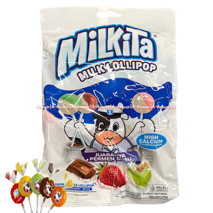Milkita Milk Lollipop 12pcs Loli Pop Permen Susu Lolipop Aneka Rasa Milk Kita Milk Candy Cendi Permen Tangkai