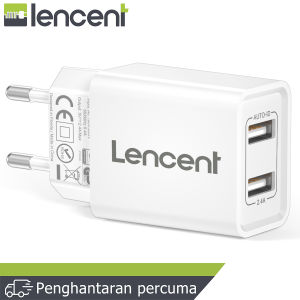 LENCENT EU Plug 2 Port USB Wall Charger with 12W/2.4A Mobile Charger with Auto-ID technology European Multiport Plug for iPhone iPad Samsung Huawei Xiaomi LG Nexus HTC and more