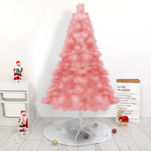 O-New Christmas Tree 4/5/6/7FT Pink/Blue/Gold/White Artificial Xmas Tree Pine Needle Tree with Metal Stand