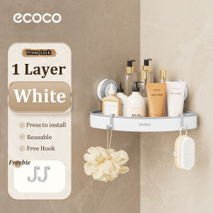 Ecoco Corner Shelves Suction Cup for Bathroom Shelf Organizer Wall Mounted Shower Storage Rack Shampoo Holder