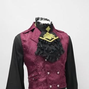 2023 New European and American mens pleated shirt medieval costume steampunk Victorian top inner layer
