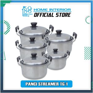 [COD] TERLARIS Panci Steamer Set Isi 5 + kukusan Tutup Panci Stinless Steel Panci Kukus Anti Lengket