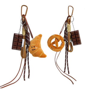 Adorable Plush Doll Keyring Hanging Pendant Bread Series Bag Accessory for Backpack Purse Decoration Travel Essential