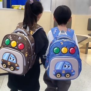 Balo mầm non mẫu giáo cho bé trai gái in nổi 3d hình xe ô tô ngộ nghĩnh dễ thương vải cao cấp 8067