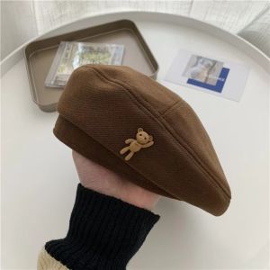 CHUN053634 Gấu Nhỏ Mũ len kiểu Newsboy Giữ ấm Màu đơn sắc Mũ Beret Retro Chống gió Mũ họa sĩ vẽ tranh trên mây Phụ nữ Cô gái