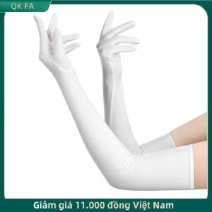 QK FA ✨ Cao đàn hồi Spandex mặt trời bảo vệ găng tay bên hộp đêm hiệu suất đám cưới găng tay màu đen