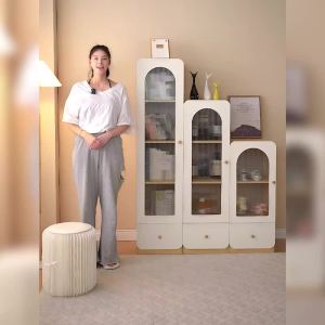 2026 Log cream style dining side wine cabinet home living room bookcase storage cabinet against the wall display cabinet snack cabinet storage side cabinet