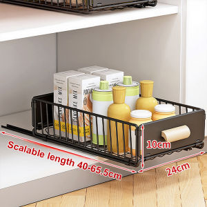 TISAS Pull Out Kitchen Cabinet Condiments Pull Out Rack Pull Out Basket Condiments Racks Kitchen Organizer-2 Sets