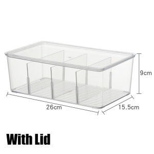 10.4in x 6.1in Acrylic Tea Bag Organizer 4 Compartment Box with 3 Removable Dividers