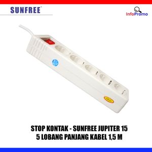 Sunfree Jupiter 15 Stop Kontak 5 Lubang 15 Meter Kabel Asli Tembaga