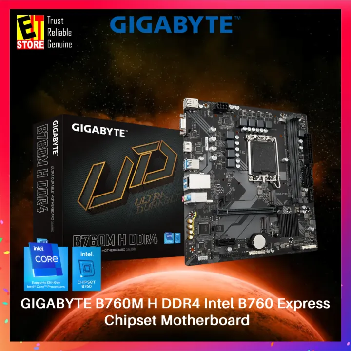 GIGABYTE MOTHERBOARD B760M H DDR4 Intel B760 Express Chipset Motherboards (Intel® Core™ 14th/ 13th /12th processors) 3YRS WARRANTY