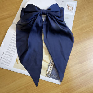 Autumn and winter high-end womens accessories: large vintage satin long bow hair clip light luxury versatile accessory