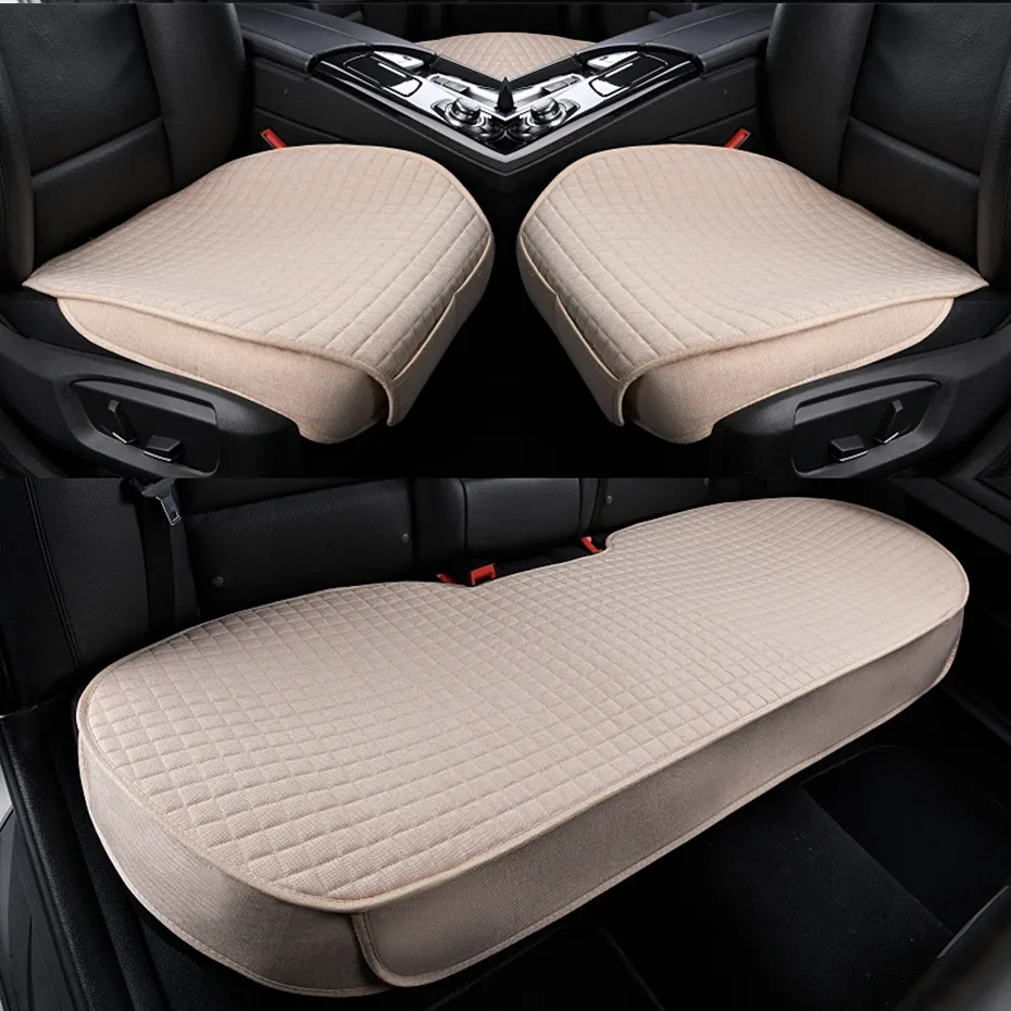 Flax Car Seat Cover Breathable Linen Seat Cushion Protector Anti