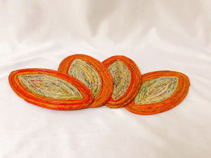ECO STORY™ Paper-woven Leaf Coasters Set 4pcs