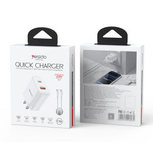 yesido Mobile Phone Charger Shipping of US-standard dual-interface devices with cables Suitable for 17 Fast Charge Charging Plug