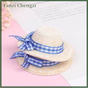 Fanzi Doll Hat Woven Straw Hat Flocking Straw Hat Bow Straw Hat ID 3CM OD 6CM Plastic Toys Playhouse Toys Childrens Doll House