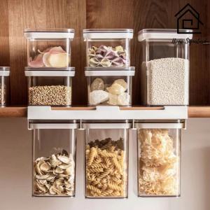 Home Signature PET Transparent Airtight Jar Moisture-Proof Container Condiments Container Storage Kitchen Pantry Storage Tank Box