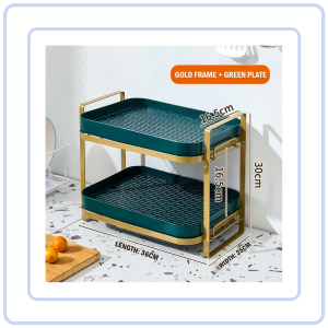 【COZYCASA】Golden Frame Drainage Rack Multifunctional Kitchen Tray Fruits Vegatables Nordic Minimalist Organizer