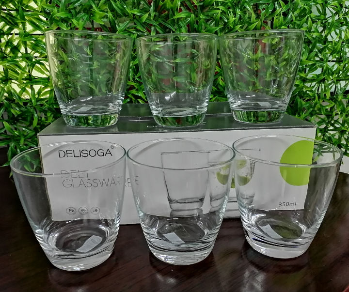 Deli Glassware Ribbed Deli Glassware Drinking Set 6pcs 350ml (ES7006-2) | Lazada PH