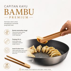 525 - Capitan Dimsum Kayu Premium Aesthetic - Penjepit Saji Kue Capit Jepitan Makanan