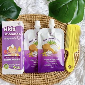 แชมพู+ครีมนวด2ซอง ฟรี!!หวีสางเหา1ชุด สำหรับคนเป็นเหา แชมพูเด็ก สูตรสมุนไพร กลิ่นหอม อ่อนโยน 1ขวบใช่ได้ ทำความสะอาดเส้นผม