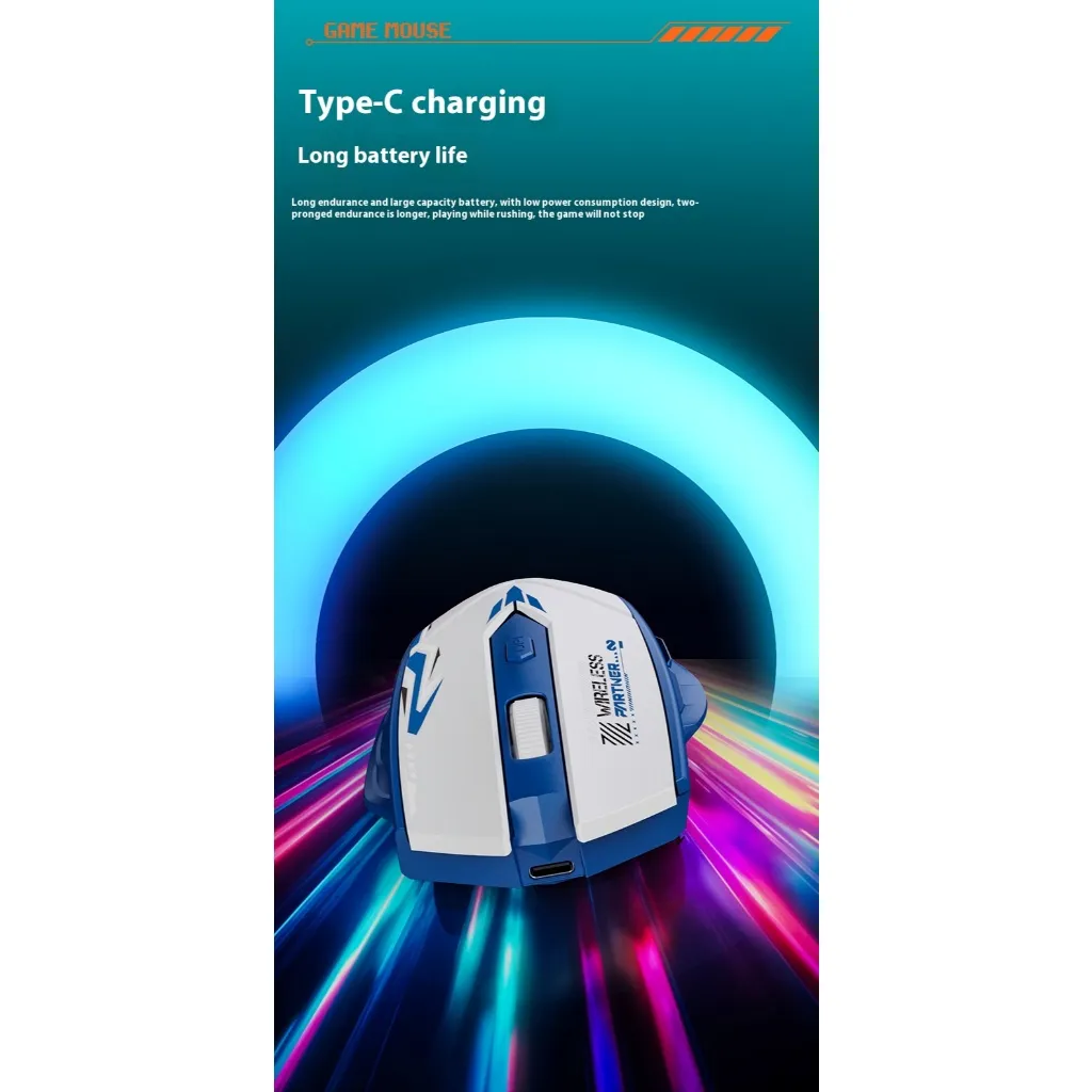 Recharable Gaming mouse DUAL MODE Silent Click Wireless mouse (2.4G WiFi + Bluetooth)