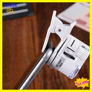 XINGK 60X Universal Mobile Phone MINI CLIP LED UV Lights Microscope แว่นขยาย Loupe