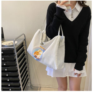 Cat Cartoon Cute Canvas Bag Large Capacity Tote Bag Shoulder Bag