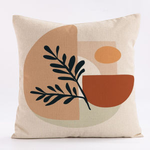 Nordic Leaf Throw Pillow Case Morandi Sofa Pillowcase Square Pillow Cover with Zipper 18x18 Inches