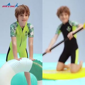 Keep Warm Cold-proof Surfing Snorkeling Childrens Short Sleeve Wetsuit Thickened 2.5MM Swimsuit for Kids