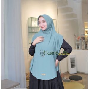 Husna Sugihjaya Hijab Khadijah Cardigan Pet Ropel Tali Kepang Daily Syari Bahan Jersey Exclusive