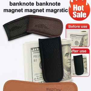 Vintage Top Layer Cowhide Wallet Strong Magnetic Money Clip Portable Mini Coin Clip Creative Magnetic Card Holder Wallet头层牛皮强磁票夹