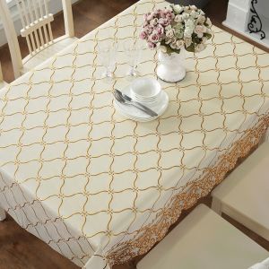 4/6/8/10 Seater Pvc Rectangle Bronzing Table Mat Waterproof Non-Slip Table Cloth Dining Table Cover