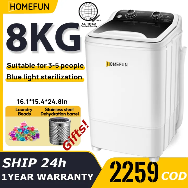 HOMEFUN Washing Machine-8KG black Washing machine Top-Loading with