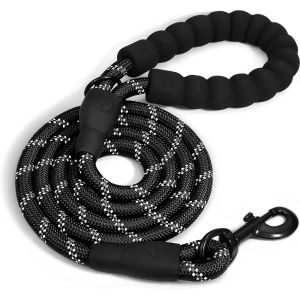 Lovinland Pet Nylon Reflective Traction Rope for Small Medium-sized Circular Dogs Leash Comfort Handle Puppy Leash Pet Outdoor Supplies 1.5M Long 1.2CM Width