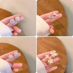 [haoh] เข็มกลัดแฟชั่นเข็มกลัดรูปโบว์ดอกไม้สำหรับผู้หญิงเข็มกลัดติดเสื้อโค้ทกันหนาวทำจากโลหะ