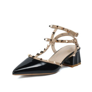 IELGY รองเท้าแตะส้นสูงปลายแหลมโรมันผู้หญิงรองเท้าส้นตึกผู้หญิงแฟชั่นยุโรปและอเมริกาแบบใหม่