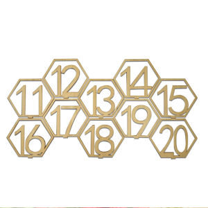 1-20 Wood Restaurant Table Numbers with Holder Base Hexagon Shape for Wedding Restaurant Party