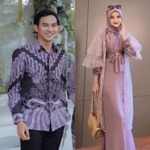 RAYYA COUPLE DRESS DAN KEMEJA BATIK KONDANGAN VIOLIN 2 IN 1 SILK MAXMARA BISA 5 LOOK MEWAH ANGGUN SIMPLE MODERN MODEL KIMONO
