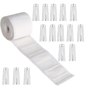 Curtain Pleater Tape with Curtain Pleater Hooks Kit Household for School Office Window 4 Prongs Pinch Pleat Hook