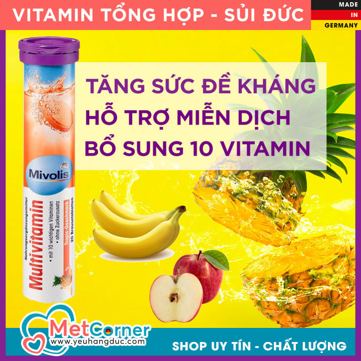 [HCM]Vitamin Tổng hợp - Sủi Đức Mivolis - Multi Vitamin - Vitamin Tổng Hợp 20 Viên - Tăng sức đề kháng hỗ trợ miễn dịch