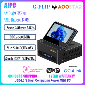 AOOSTAR G-FLIP370 AMD AI9 HX370 DDR5 PCIe4.0 USB4.0*2 OCulink 5 inch display Gaming MINI PC