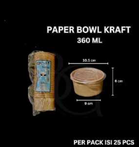 P2 JOLIE/ Paper Bowl Kraft Coklat + Tutup /Mangkuk Tahan Panas/360ml/425ml/500ml/650ml/800ml/ ISI 25 SET