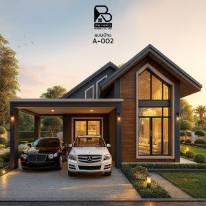 แบบบ้านชั้นเดียว ทรงนอร์ดิก ขนาด 3 ห้องนอน 2 ห้องน้ำ (A-002)