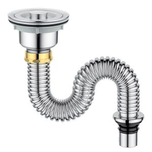 Kitchen Sink Drain Pipe Stainless Steel Water Hose Sewer Drainer Durable Overflow Anti-odor Sink Strainer