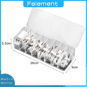7 Grids Dustproof Storage Cable Management Box Hub Organizer Box Desktop Data Cable Storage Box