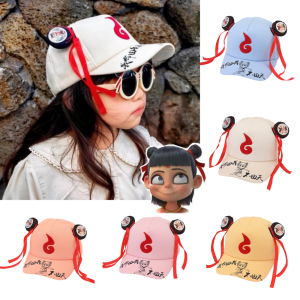 ER52858 ริบบิ้นสีแดง หมวกเบสบอลทรงผม Nezha การ์ตูนลายการ์ตูน ครีมกันแดดป้องกันแสงแดด ภาพยนตร์ Nezha Bucket Hat น่ารักน่ารักๆ แฟชั่นสำหรับผู้หญิง หมวกชาวประมง Nezha สาวๆ