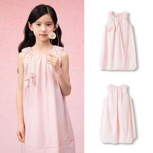 Balabala váy con gái Đầm trẻ em 2025 mùa hè mới giữa trẻ lớn Váy cộc tay bông ngọt ngào