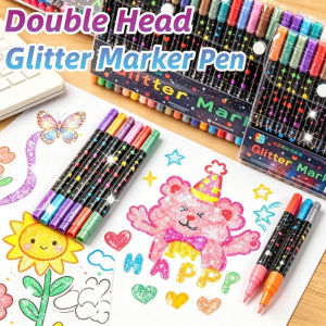 Double-End Glitter Acrylic Marker Pens Washable Skin-Safe Vibrant Sparkle Colors for Kids Art Crafts